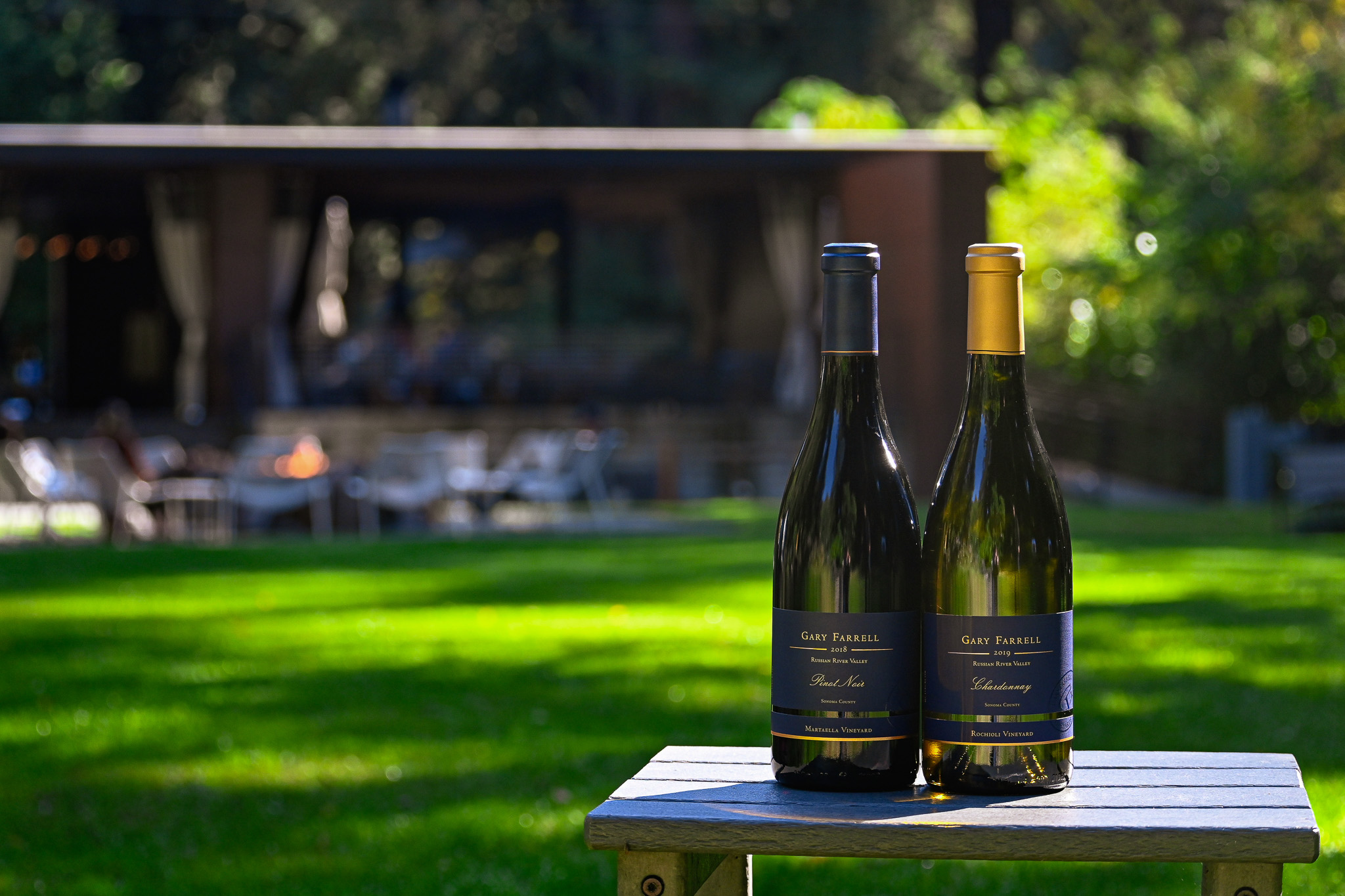 Wine bottles outside