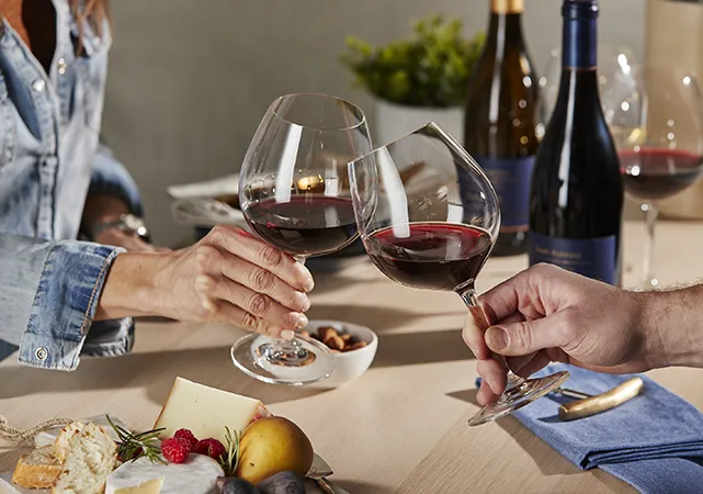 Couple toasting with red wine