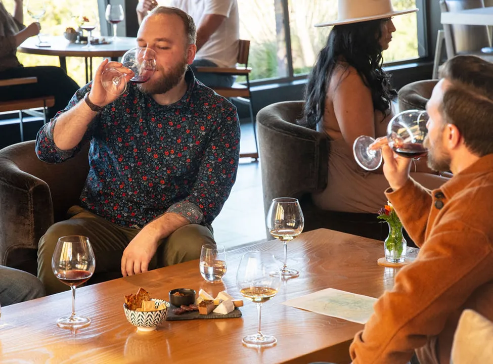 Two men drinking wine at the Gary Farrell Fall Fête